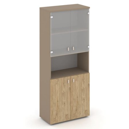 Шкаф высокий широкий ES.ST-1.4 (800х420х1977) (Латте/Тиквуд Светлый/Сатин матовый)