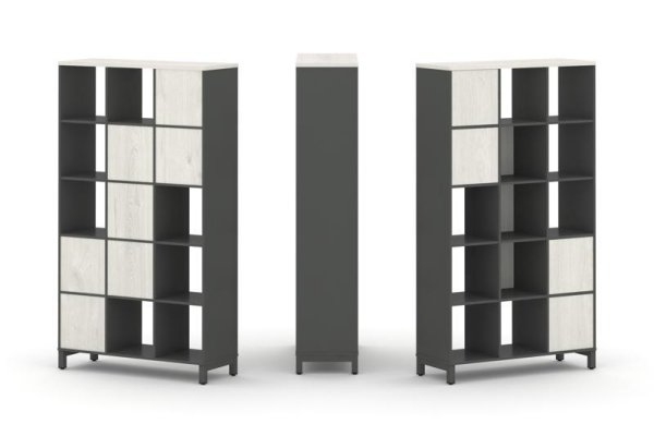 Набор стеллажа 1 сторонний, 5 ярусов SN.NS-531 (1121х400х1982) (Антрацит/Дуб Наварра/Металл Антрацит)