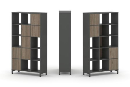 Набор стеллажа 1 сторонний, 5 ярусов SN.NS-531 (1121х400х1982) (Антрацит/Вяз Благородный/Металл Антрацит)
