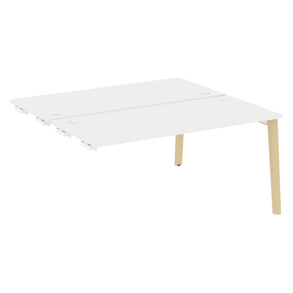 Стол-приставка двойной на деревянных опорах Onix Wood OW.D.SPR-4.7 1580x1475x750 (Белый Бриллиант/Дуб Светлый)