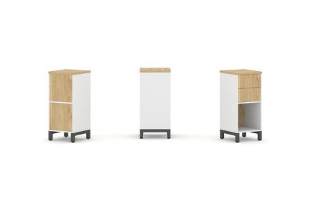 Набор стеллажа 1 сторонний, 2 яруса SN.NS-211 (387х400х881) (Белый/Тиквуд Светлый/Металл Антрацит)