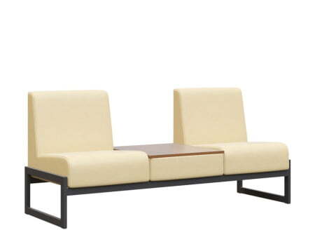 Диван двухместный со столиком универс. MD.D2-ST2  (1855х700х700) (Oregon Бежевый арт.11/Денвер светлый/Чёрный металл)