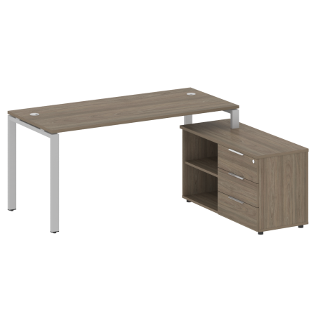 Рабочая станция с опорной тумбой правая Metal System Style БП.РС-СТС-2.4 Пр 1700x1520x750 (Вяз/Серый металл)