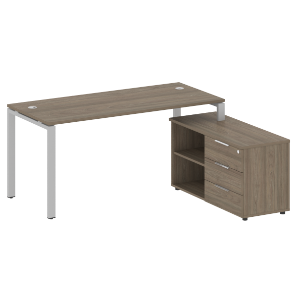 Рабочая станция с опорной тумбой правая Metal System Style БП.РС-СТС-2.4 Пр 1700x1520x750 (Вяз/Серый металл)