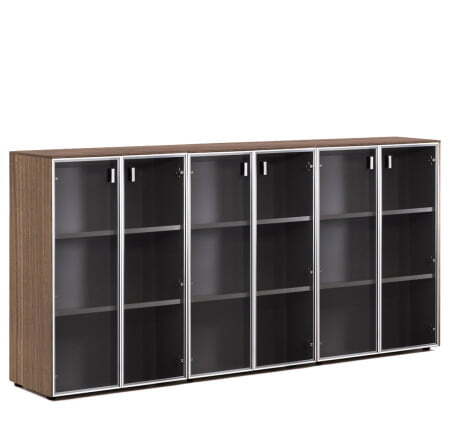 EXE Шкаф-ветрина на 6 дверей H120 (Орех/Хром)