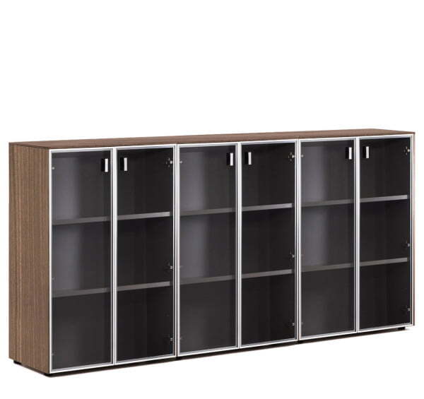 EXE Шкаф-ветрина на 6 дверей H120 (Орех/Хром)