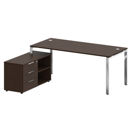 Стол для руководителя с тумбой левый БГ.СРТ-5.8 (L) 1900x1620x750 (Венге Цаво/Нерж. Сталь)