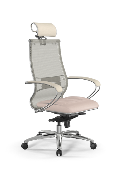 Кресло для руководителя Метта Samurai L2-6K - TS+Infinity /Kc00/Wm06/K2cL/H2cL-3D(M06.B31.G04.W03) (Молочный)