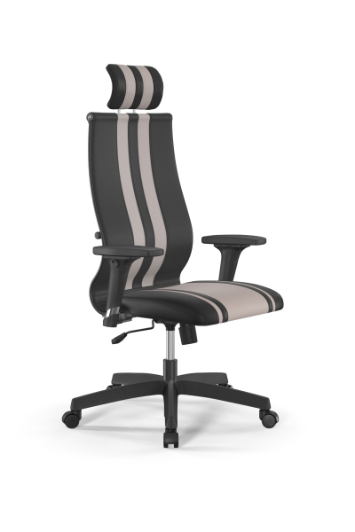 Кресло для руководителя Метта Sit 10 B2-187D - Extra /Kb40/Wh40/D02P/H3mL-G-2D(M09.B02.G15.W01 (Черный | Светло-бежевый)