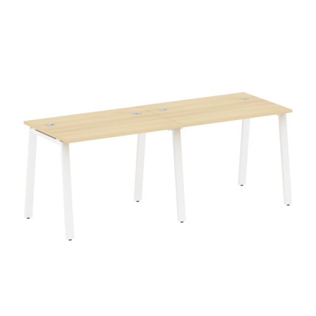 Рабочая станция на 2 рабочих места на А-образном м/к Metal System Style БА.СМ-2.1 2000x720x750 (Акация/Белый металл)