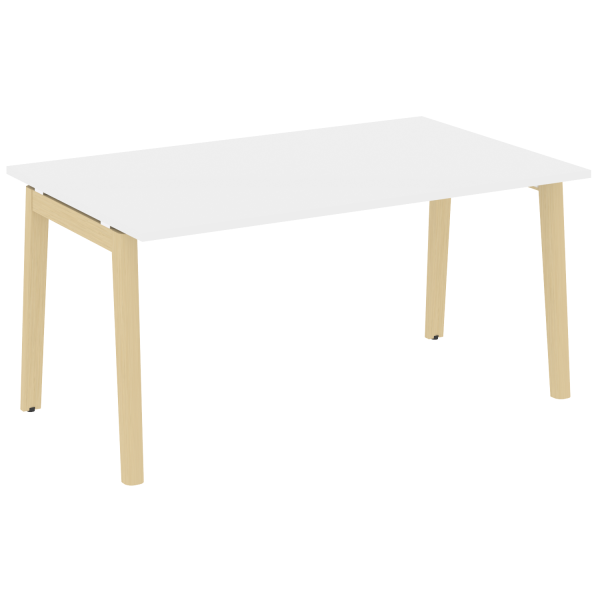 Стол переговорный на деревянных опорах Onix Wood OW.PRG-1.4 1580x980x750 (Белый Бриллиант/Дуб Светлый)
