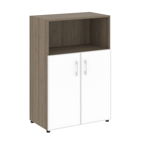 Шкаф для документов со стеклом белым LT.ST-2.2 R White (Вяз Благородный)