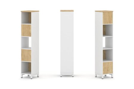 Набор стеллажа 2-х сторонний, 5 ярусов SN.NSD-511 (387х400х1982) (Белый/Тиквуд Светлый/Металл Белый)