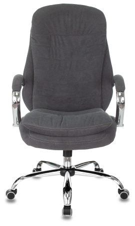 Кресло руководителя T-9950SL Fabric серый Alfa 44 крестов. металл хром (Серый)