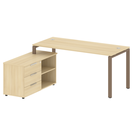 Рабочая станция с опорной тумбой левая Metal System Style БП.РС-СТС-2.4 Л 1700x1520x750 (Акация/Мокко металл)