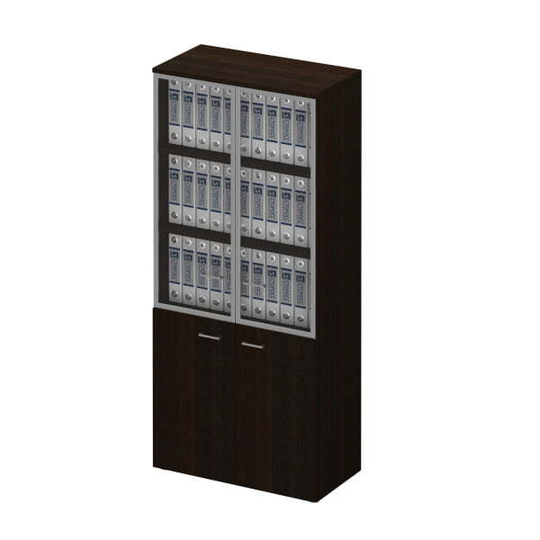 Шкаф офисный со стеклянными тонированными дверьми в рамке Талант 783 800x450x1950 (Венге тёмный)