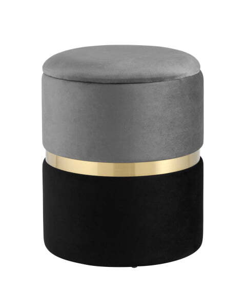Пуф Кэрри с ящиком велюр серо-черный (Пуф Кэрри серый, черный)