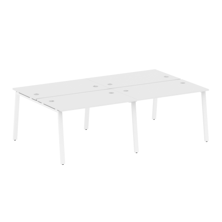 Рабочая станция на 4 рабочих места на А-образном м/к Metal System Style БА.СМ-4.2 2400x1475x750 (Белый/Белый металл)