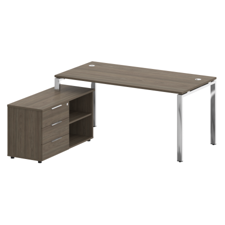 Стол для руководителя с тумбой левый БГ.СРТ-4.8 (L) 1700x1620x750 (Вяз Благородный/Нерж. Сталь)