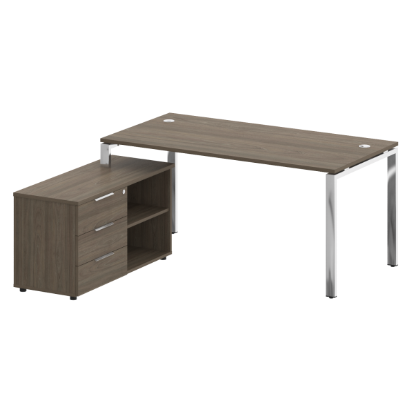 Стол для руководителя с тумбой левый БГ.СРТ-4.8 (L) 1700x1620x750 (Вяз Благородный/Нерж. Сталь)