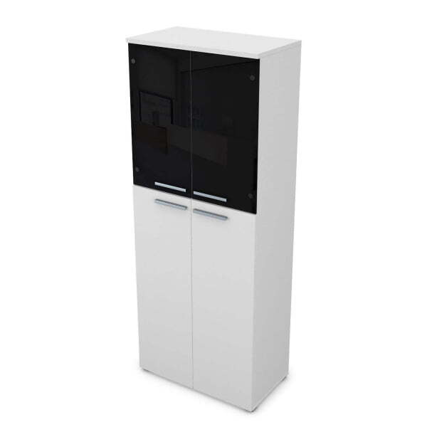 9Ш.005.25 Шкаф высокий со стеклом (800x450x2045) (Белый премиум)