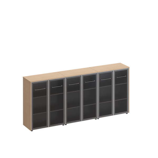 Шкаф комбинированный средний (стекло + стекло + стекло ) Reventon МЕ 340 2740x460x1200 (Зебрано песочный)