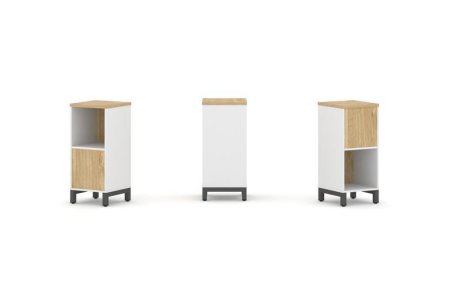 Набор стеллажа 2-х сторонний, 2 яруса SN.NSD-211 (387х400х881) (Белый/Тиквуд Светлый/Металл Антрацит)