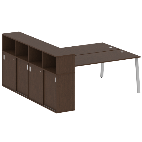 Рабочая станция с шкафом-купе на А-образном м/к Metal System Style БА.РС-СШК-4.5 Т 2210x2332x1098 (Венге Цаво/Серый металл)