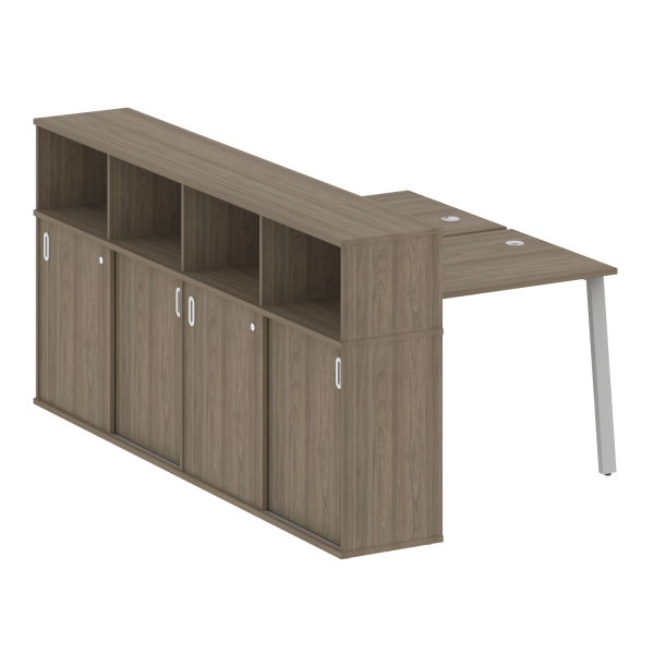 Рабочая станция с шкафом-купе на А-образном м/к Metal System Style БА.РС-СШК-4.1 Т 1410x2332x1098 (Вяз/Серый металл)