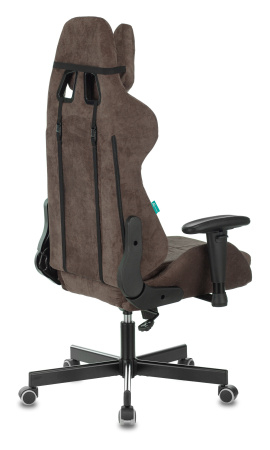 Кресло игровое Zombie VIKING KNIGHT Fabric темно-коричневый Light-10 с подголов. крестов. металл (Коричневый)