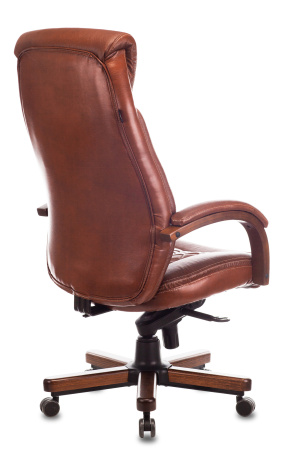 Кресло руководителя T-9924WALNUT светло-коричневый Leather EiCHel кожа крестов. металл/дерево (Светло-коричневый)