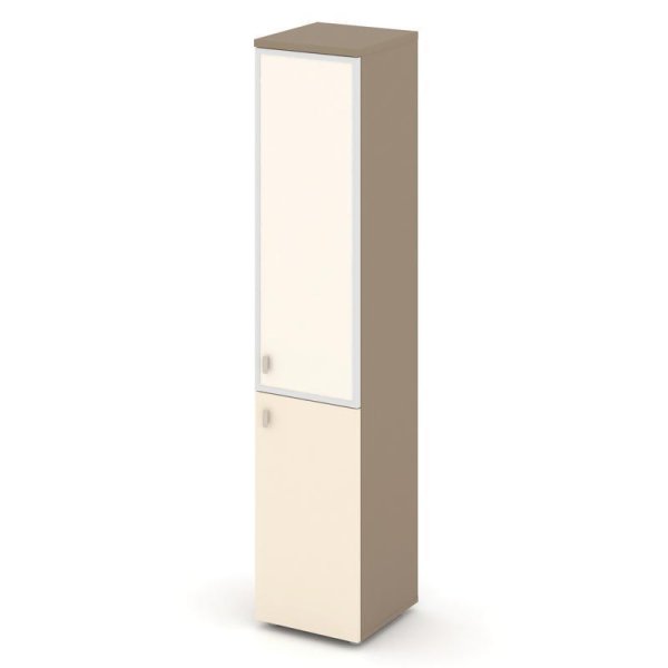 Шкаф высокий узкий прававый ES.SU-1.2R (R) I (400х420х1977) (Латте/Сатин/Лакобель ivory)
