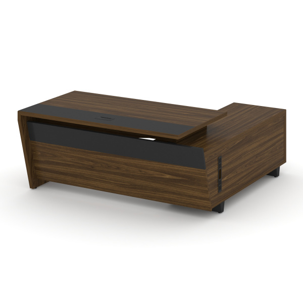 Стол руководителя с тумбой Corner COR.SRT-18 (L) (1800x1800x750) (Орех Лоренцо-Графит | Металл Графит)