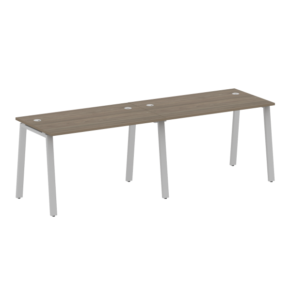 Рабочая станция на 2 рабочих места на А-образном м/к Metal System Style БА.СМ-2.2 2400x720x750 (Вяз/Серый металл)