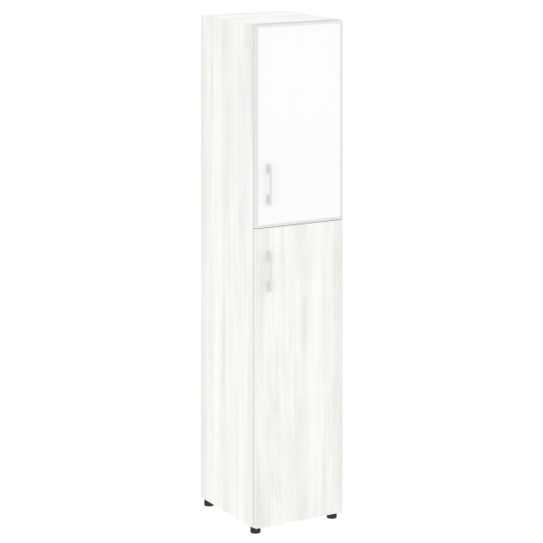 Шкаф для документов узкий со стеклом белым LT.SU-1.7 R (R) White (Снежная Патина)