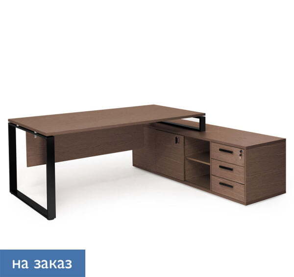 EXE Стол для руководителя L189 (Орех/Черный металл)