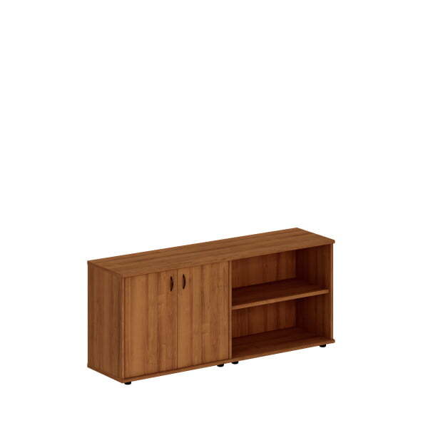 Шкаф комбинированный низкий (закрытый + стеллаж) Престиж Исп.07 1750x460x750 (Темный орех)