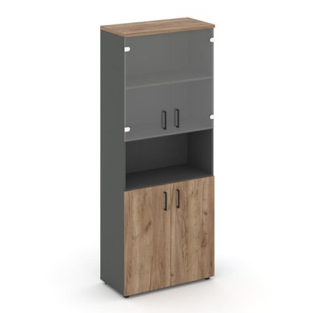 Шкаф высокий широкий SN.STS.E-105 (796х400х1982) (Антрацит/Дуб Табак/Прозрачный)