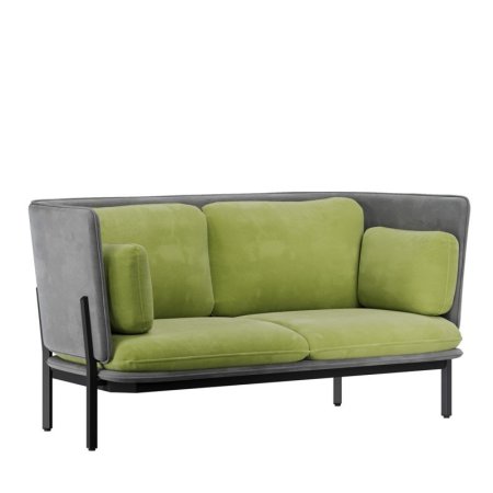 Диван двухместный с низкой спинкой STA-02L (Teddy 316/Teddy 35/Металл Черный)