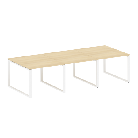 Переговорный стол 3 столешницы Metal System Style БО.ПРГ-3.1 3000x1235x750 (Акация/Белый металл)