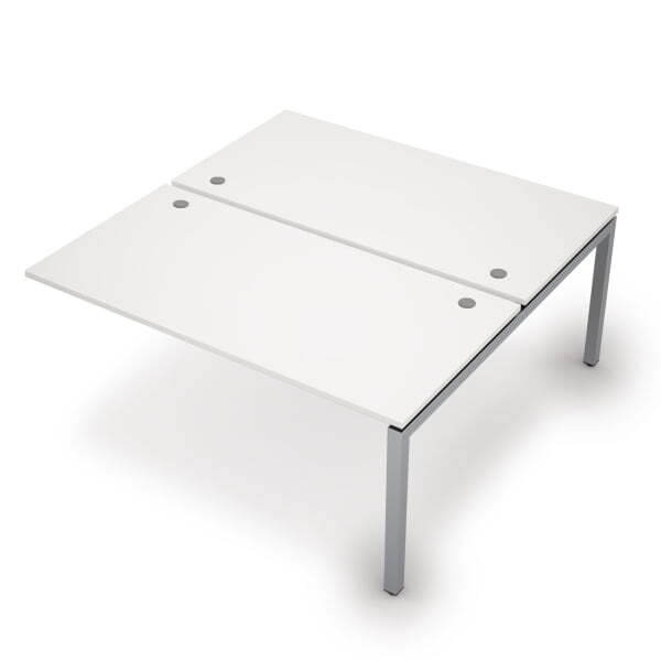 6МБК.5284 Бенч-система на 2 рабочих места, конечный модуль (1600x1635x750) (Белый/Алюминий матовый)