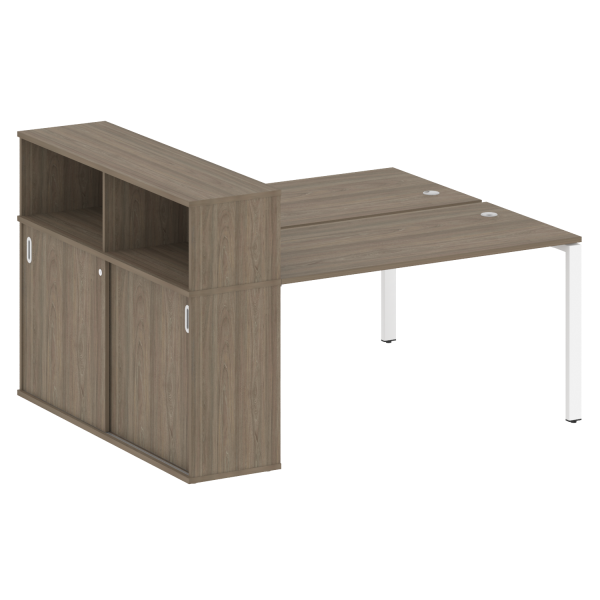 Рабочая станция с опорным шкафом-купе Metal System Style БП.РС-СШК-2.3 1810x1475x1098 (Вяз/Белый металл)
