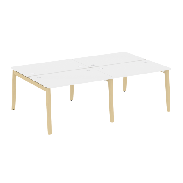Рабочая станция на деревянных опорах Onix Wood OW.D.RS-4.2.7 2360x1475x750 (Белый Бриллиант/Дуб Светлый)