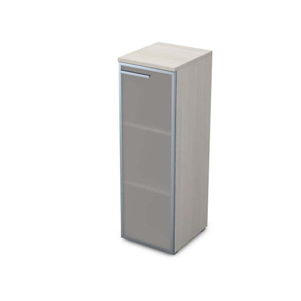 9ПЛ.017.6 Пенал средний со стеклом (400x450x1245) , левый (Ivory)