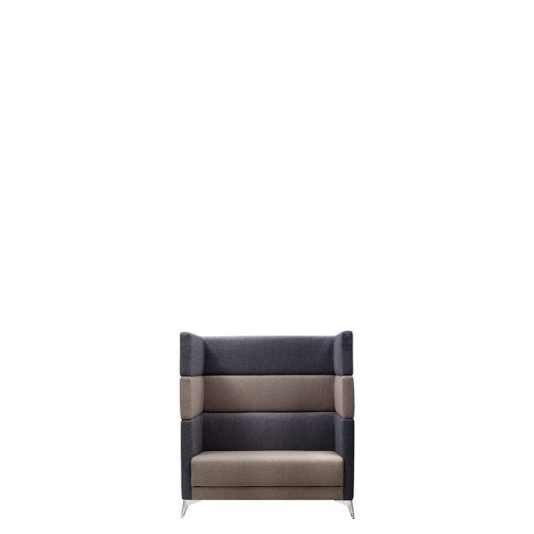 Диван офисный Меркурий (М-59) 2-х местный (высота 133см) (Коричневый/серый)