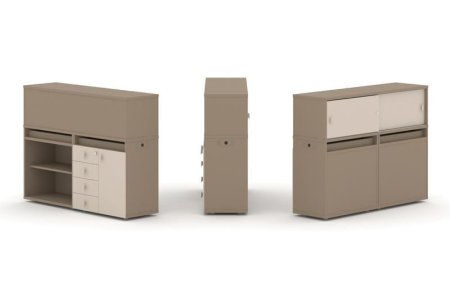 Тумба двойная + низкая надставка ES.NB.2N-8 (1500х410х1135) (Латте/Капучино)