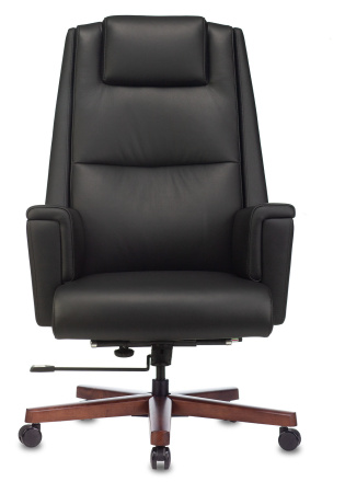 Кресло руководителя _DUKE черный кожа крестов. металл/дерево (Черный)