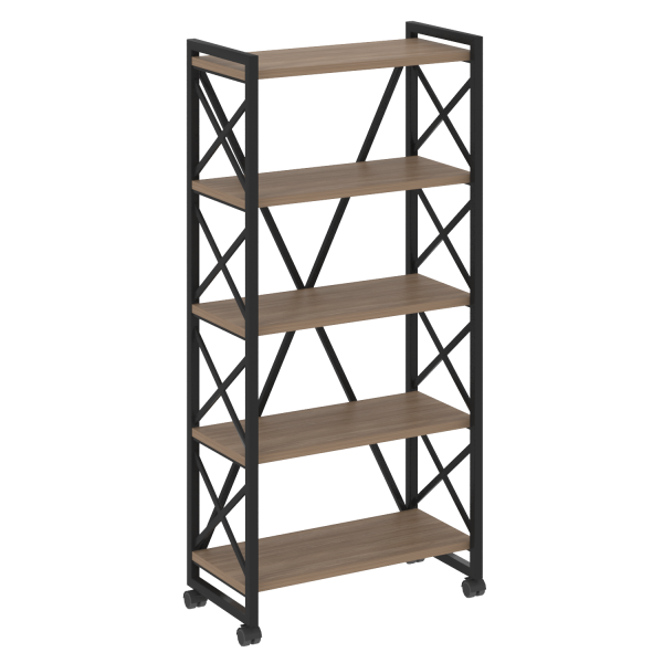 Стеллаж на колесных опорах-5 полок VR.L-MST.K-5.8 800x400x1704 (Дуб Аризона/Черный металл)
