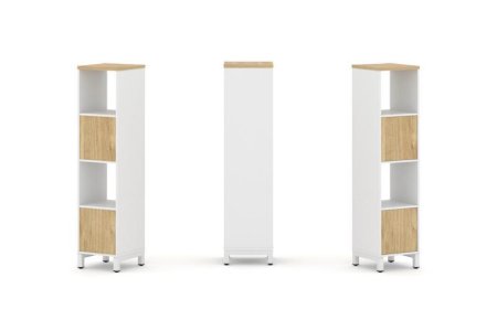 Набор стеллажа 1 сторонний, 4 яруса SN.NS-411 (387х400х1615) (Белый/Тиквуд Светлый/Металл Белый)