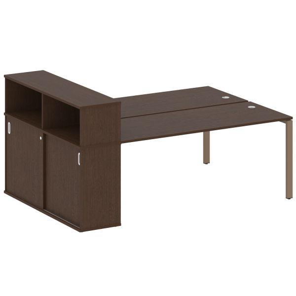 Рабочая станция с опорным шкафом-купе Metal System Style БП.РС-СШК-2.5 2210x1475x1098 (Венге Цаво/Мокко металл)